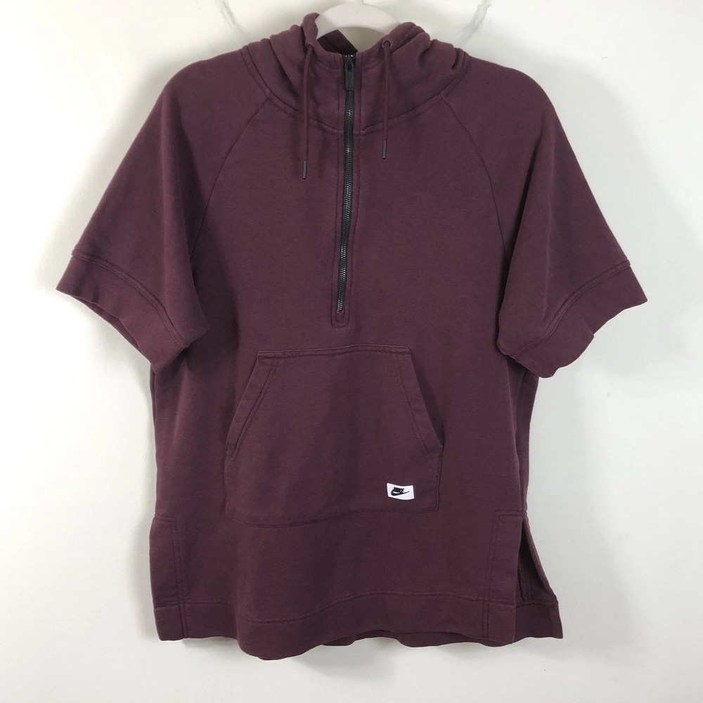 Nike Oversized 1/2 Zip Modern Poncho Hoodie Women's Sz XS Maroon Box Logo